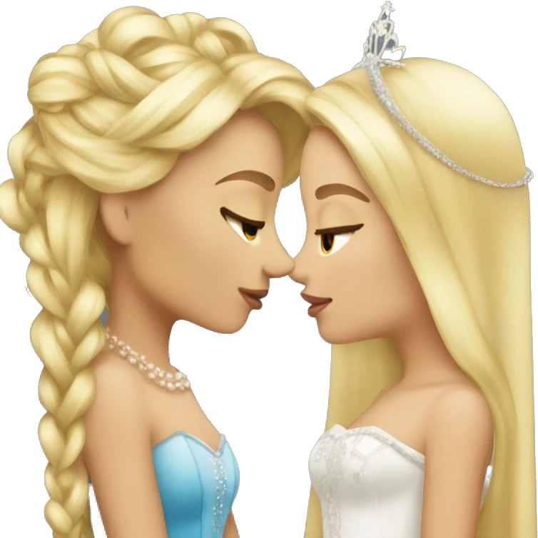 2 women princesses couple blonde kiss emoji
