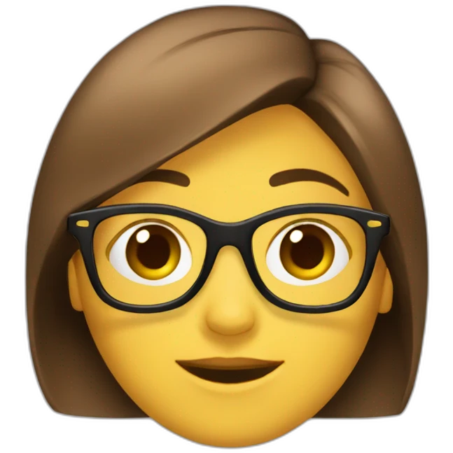 mujer cabello marron y lentes emoji