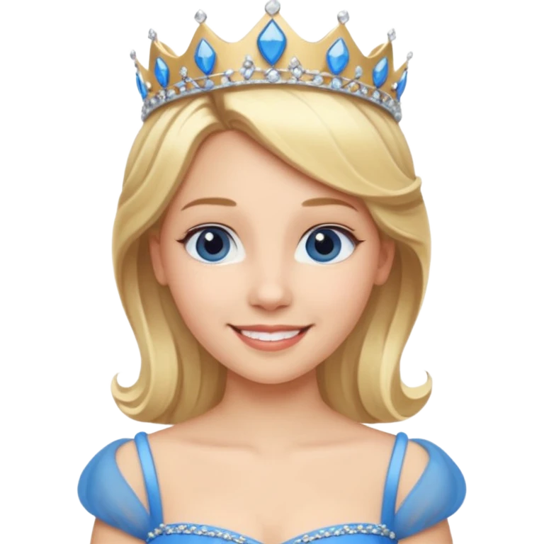 Princess in Blue Dress with Tiara, Blonde Hair emoji