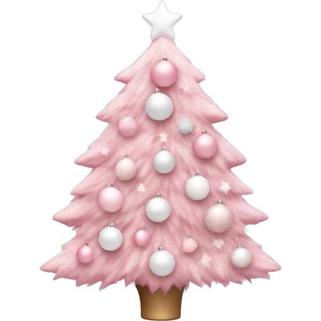 Pastel pink Christmas tree with pink and white ornaments  emoji