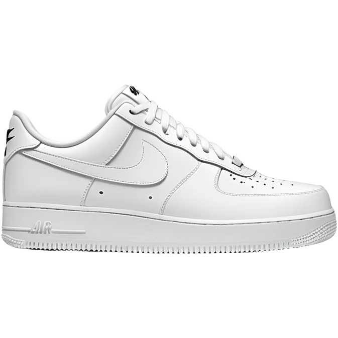 White Nike Air Force 1 sneaker with clean design and Nike swoosh from another angle emoji