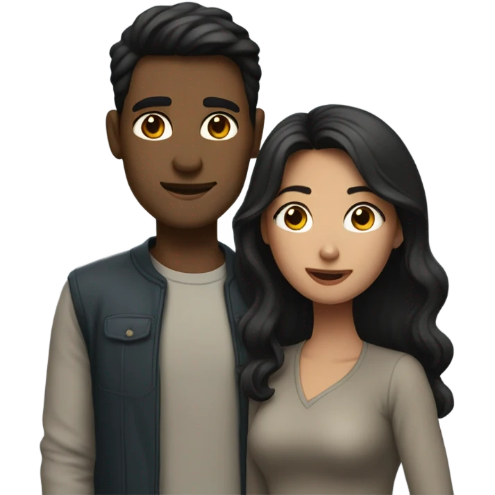 Dark hair couple emoji