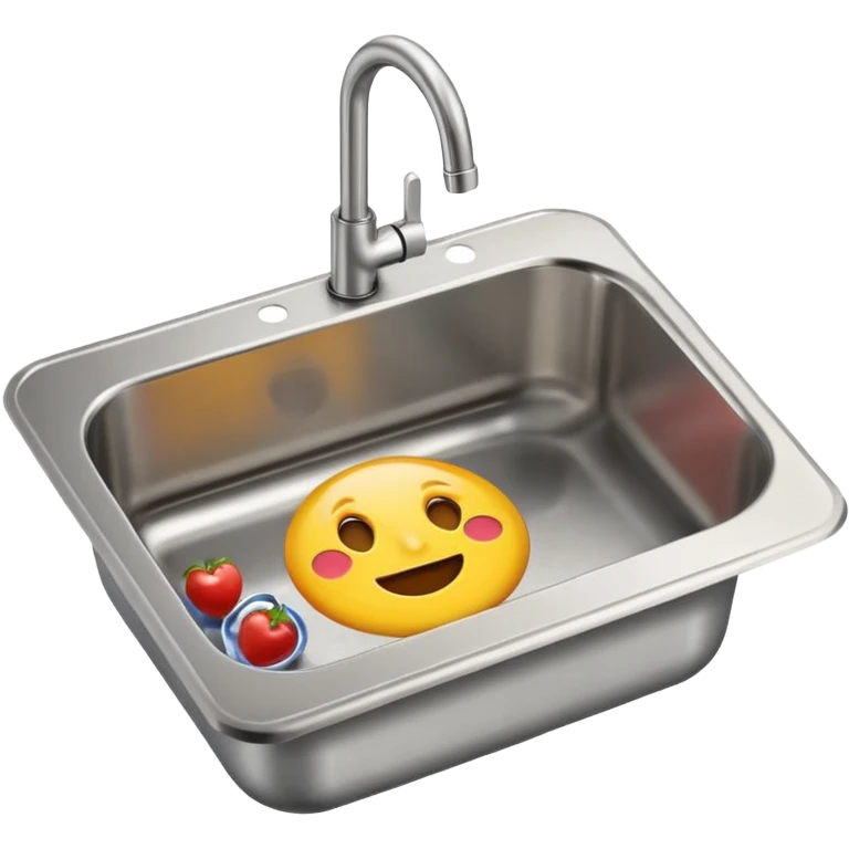 kitchen sink with a single bowl inside, no paper or mat underneath, simple emoji style emoji