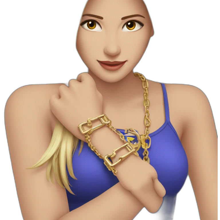 Una pulsera de cruz en el medio y s los extremos una cadena emoji