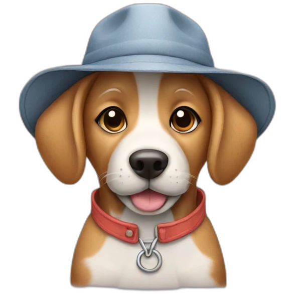 Dog wearing overalls and a hat emoji