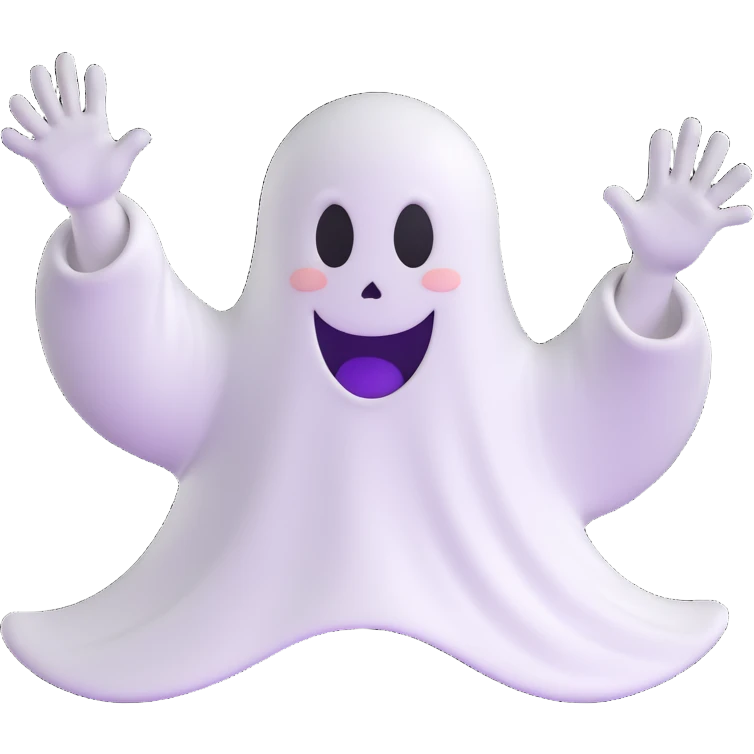 cute white ghost waving emoji