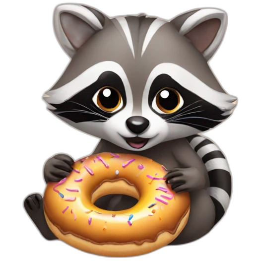 little raccoon eating donut emoji