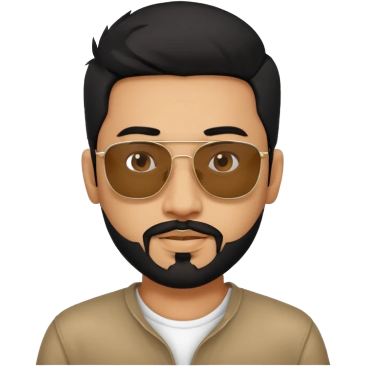 Indian man with  black hair and Goatee and sunglasses emoji