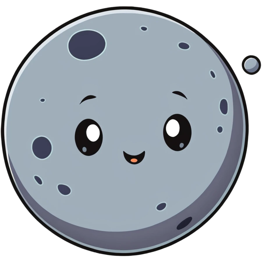Mercury planet with a cute face and gray surface with craters emoji