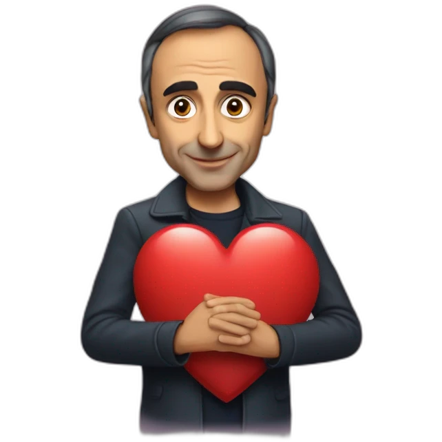 Eric zemmour holding a big heart emoji