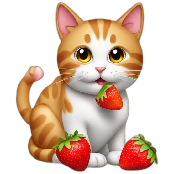 cat eating a strawberry emoji