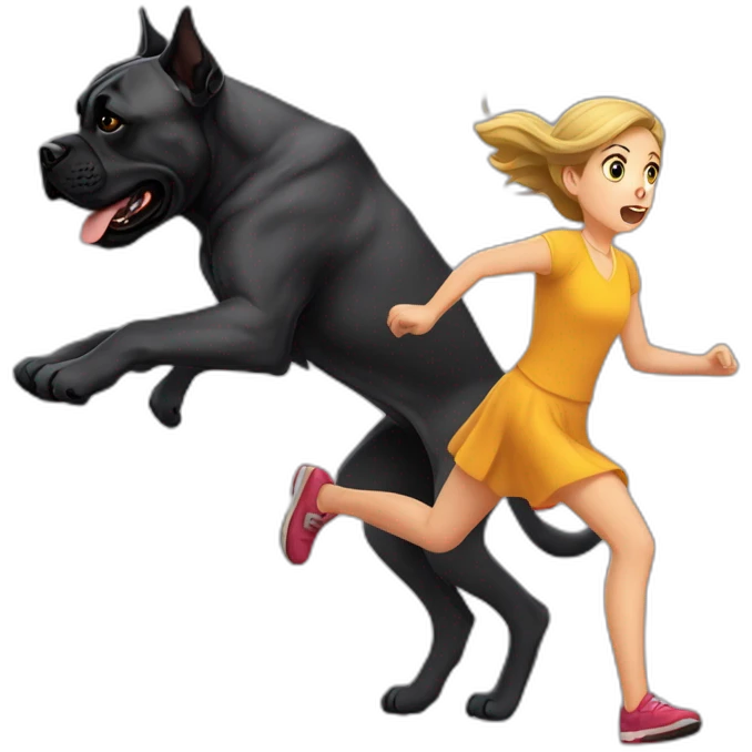 Cane Corso chasing a girl who is scared  emoji