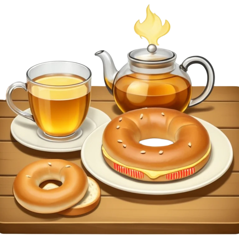 Tea and bagels emoji
