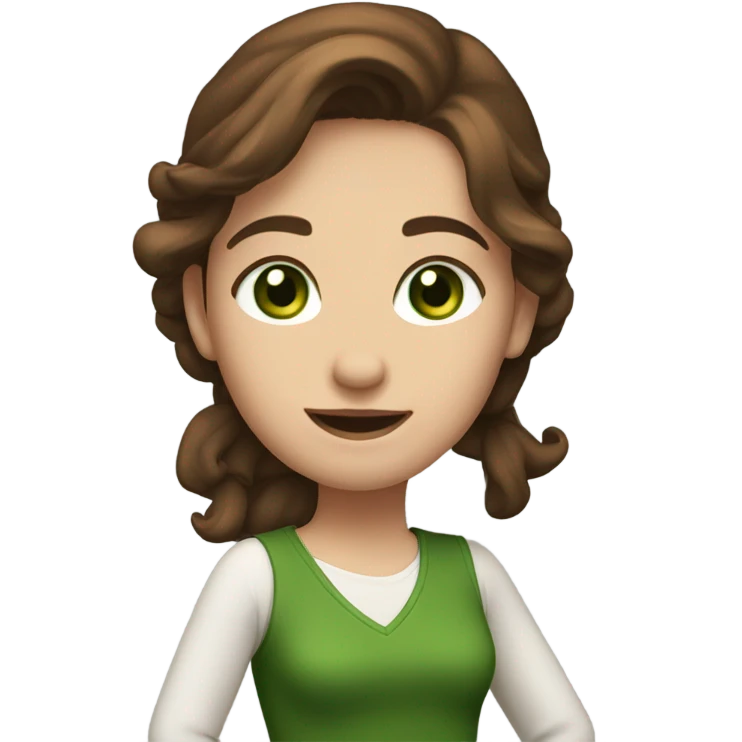 Girl brown hair green eyes tall dancing emoji