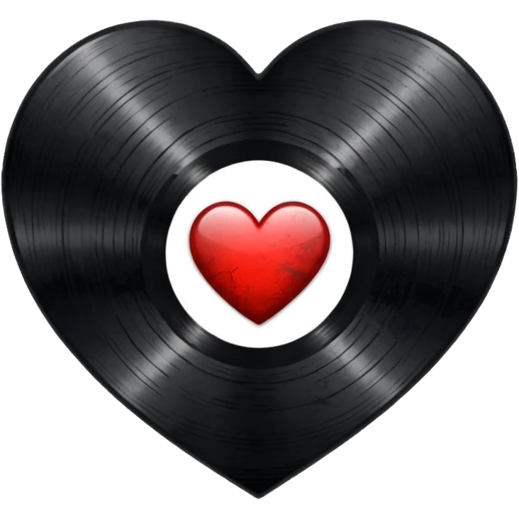 heart with a dark vinyl record and grunge texture emoji