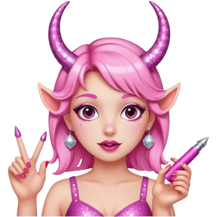 glitter pink girl naughty selfie glitter pink horns emoji