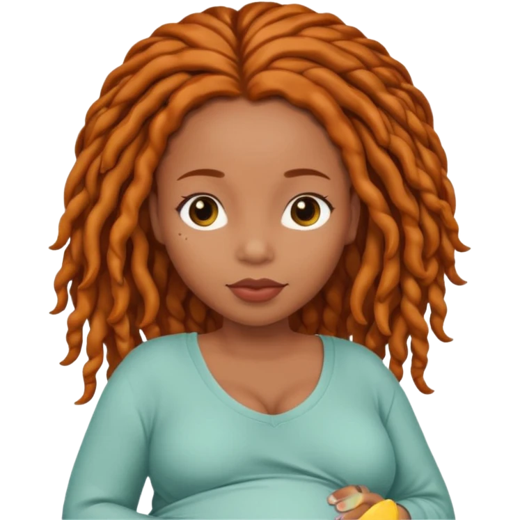 pregnant black woman with ginger locs emoji