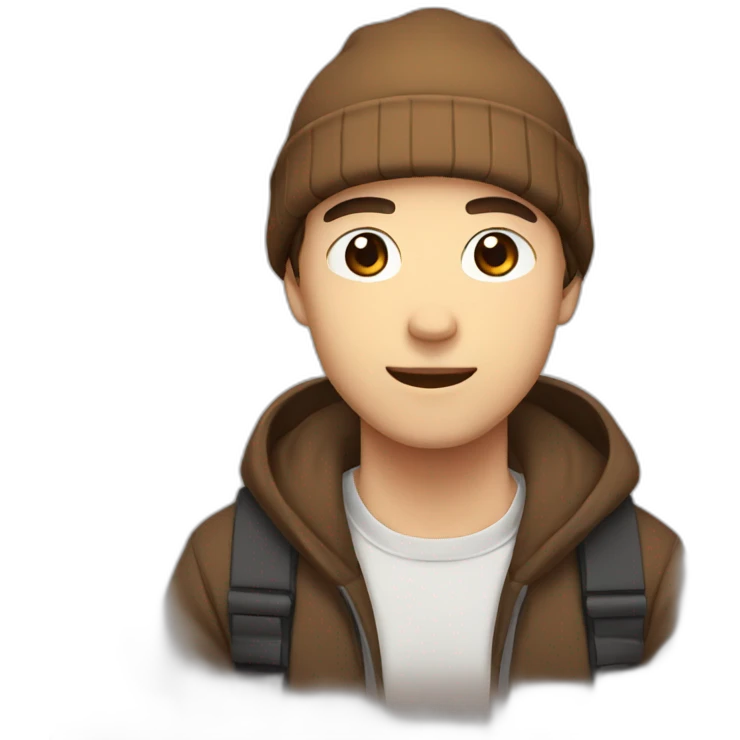 anime style man with brown BEANIE emoji
