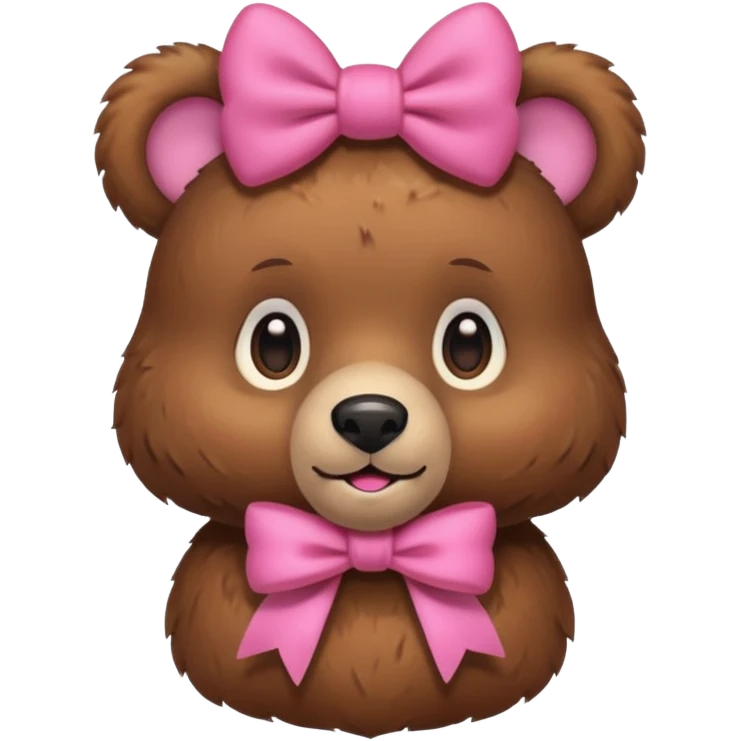 cute bear with a pink bow on one ear emoji