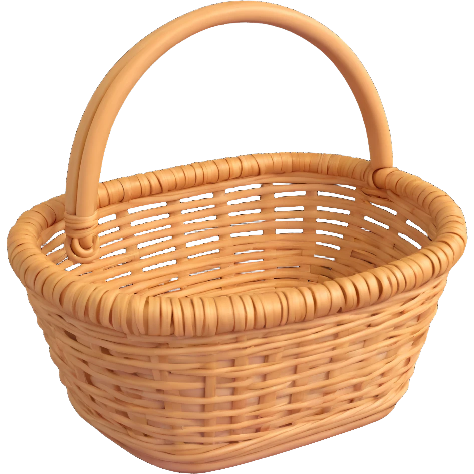 simple wicker basket, 3D, natural woven texture, no text emoji