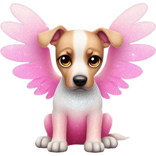 Pink ombre sparkly dog with angel wings  emoji