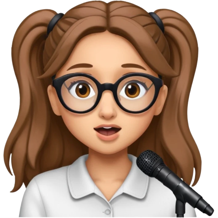 ariana grande with glasses singing emoji