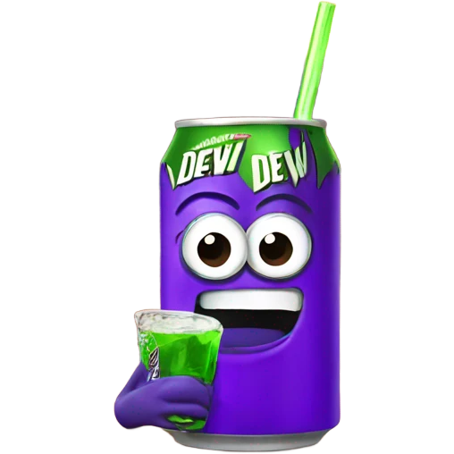 Purple minion drinking mountain dew in desert emoji