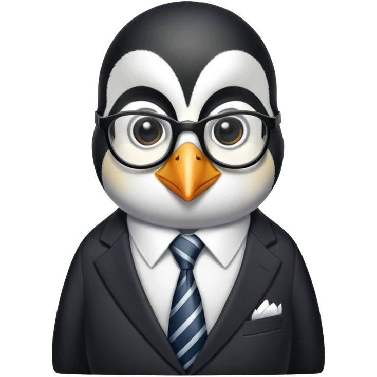 penguin school principal wearing glasses and a formal suit with tie emoji