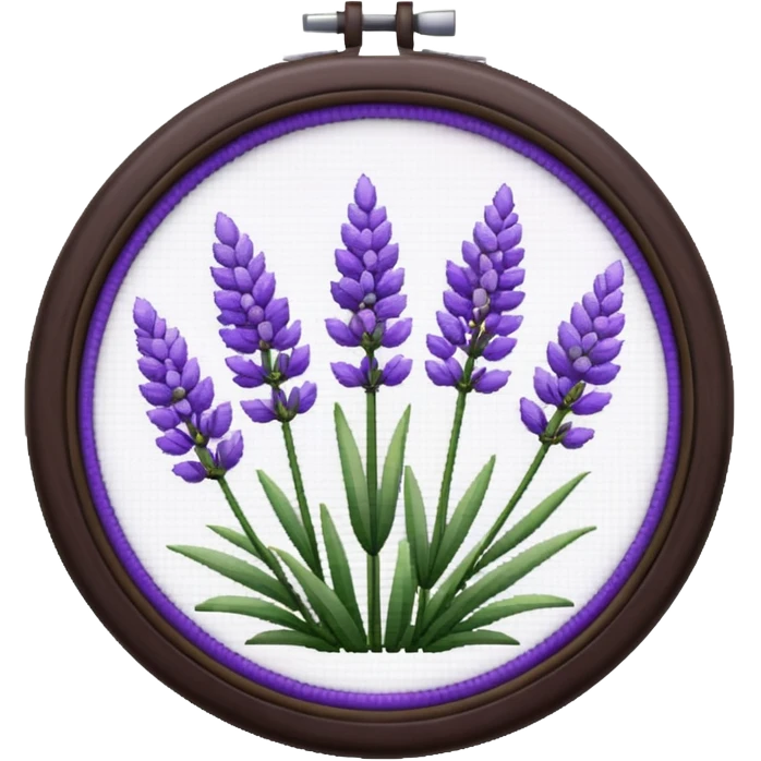 Pixelated Lavender inside a round Cross stitch frame  emoji