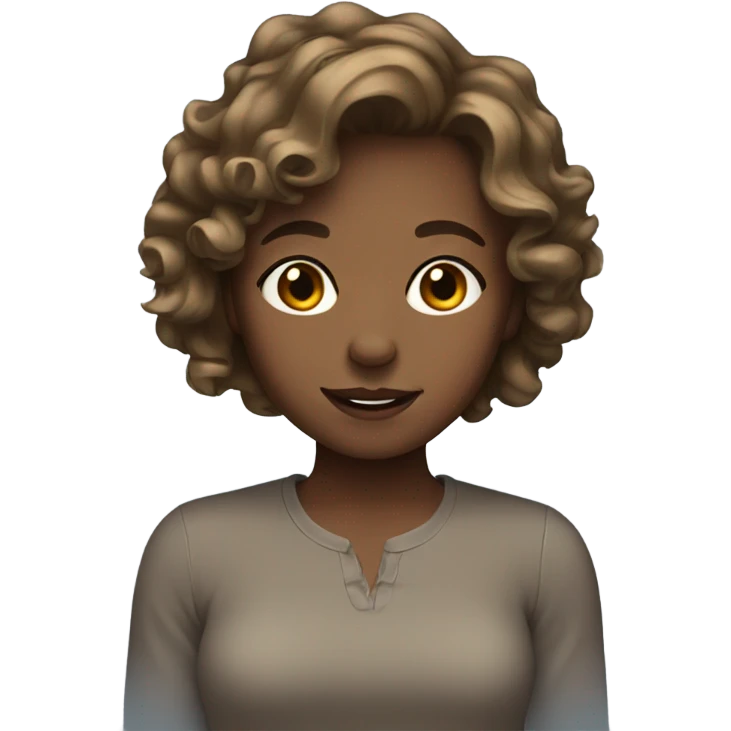 Girl with short wavy brown hair emoji