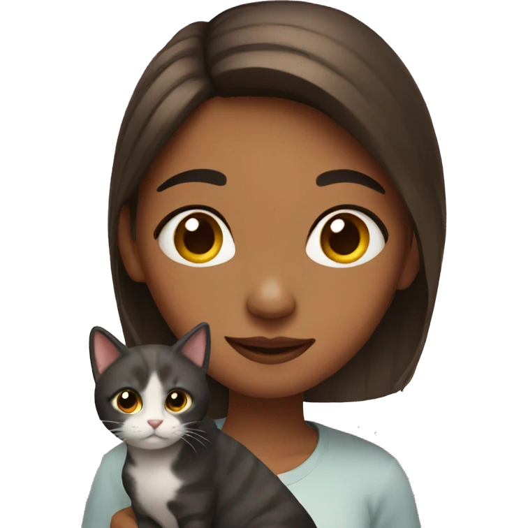Girl with her cat emoji