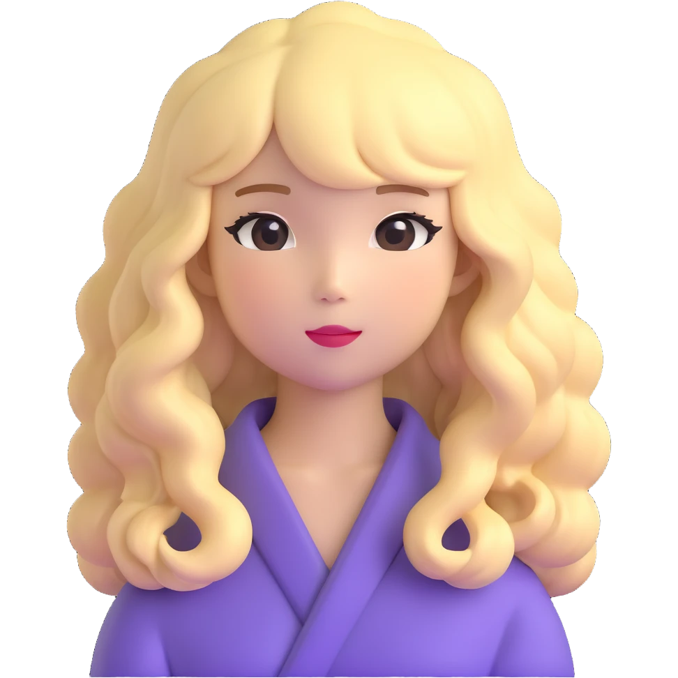 Japanese girl with voluminous blonde wavy hair emoji