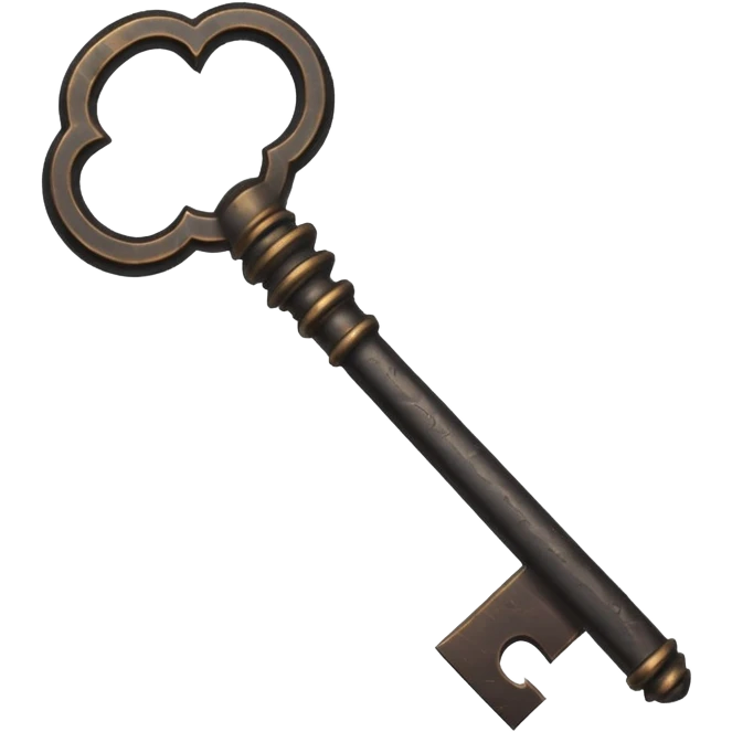 iOS style emoji, minimal ancient key, dark fantasy emoji