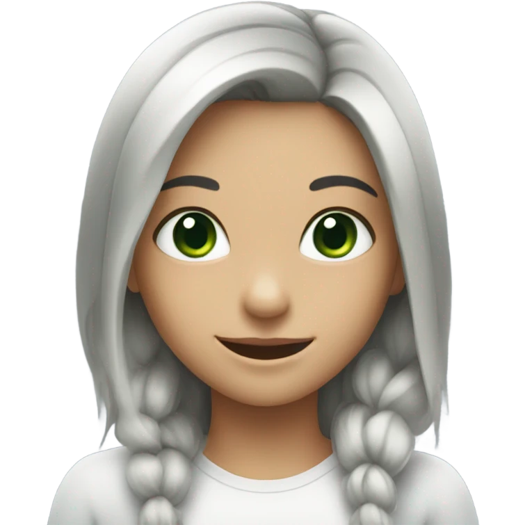 smiling girl with black hair and green eyes emoji