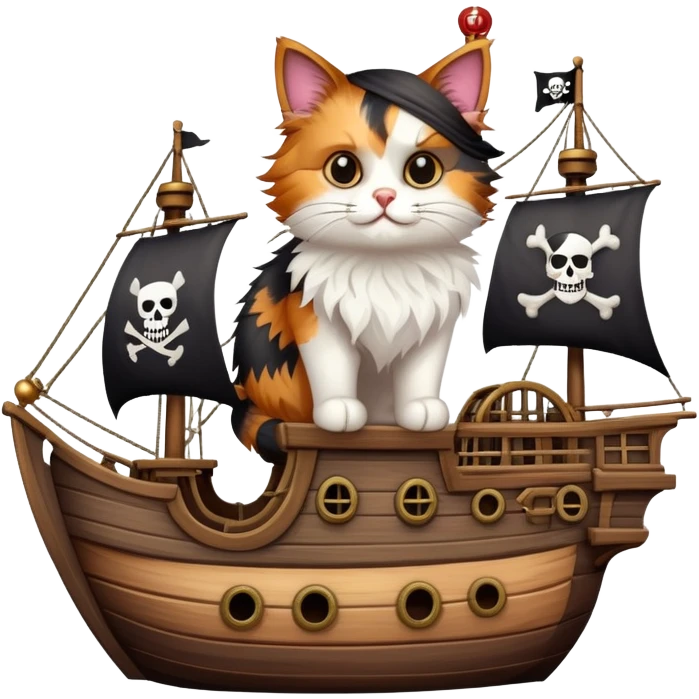 Cat Mixed with a pirate ship emoji