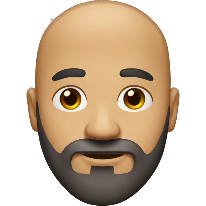 bald guy with a full beard, brown eyes olive skin, bushy eyebrows emoji