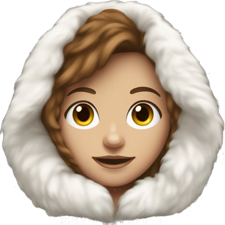 Oversized white fluffy hoodie on a brown haired white girl  emoji