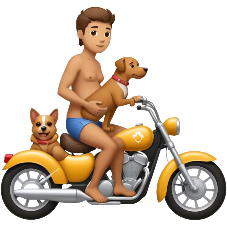 Pregnant dude riding a dog looking motorcycle emoji
