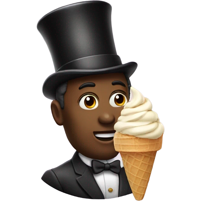 Ice cream eating a man with a top hat emoji