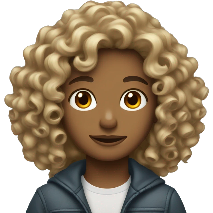 curly wavy hair with tan skin emoji