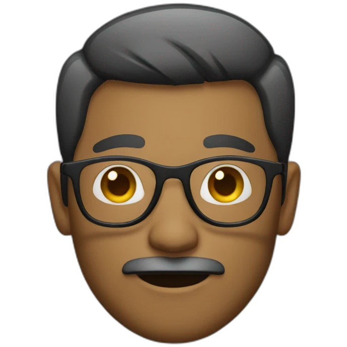 a short hair man, using glasses, with mustache emoji