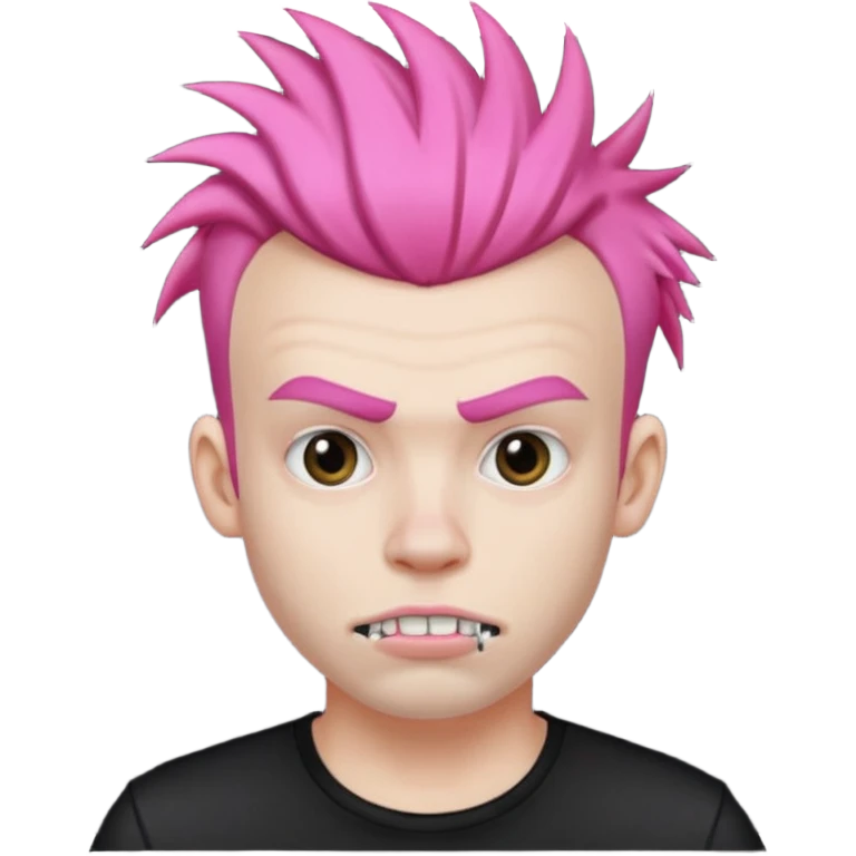 guy with pink mohawk who has his mouth stitched shut emoji