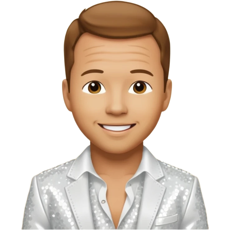 Donnie Wahlberg from NKOTB with golden brown hair, white sequin outfit emoji
