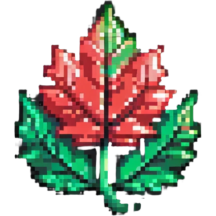 Pixel art leaf-shaped member badge with green to red gradient like changing seasons emoji