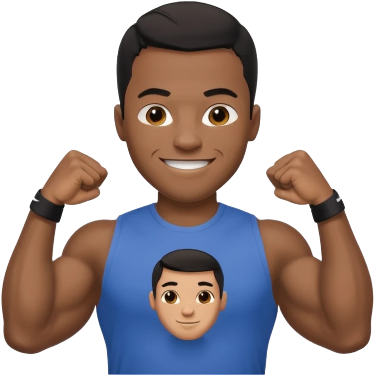 Jock black man smiling very big biceps wearing “Nike” t shirt emoji