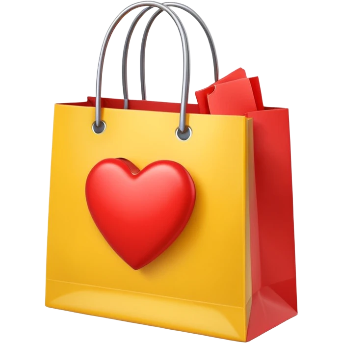 yellow heart with a shopping bag emoji