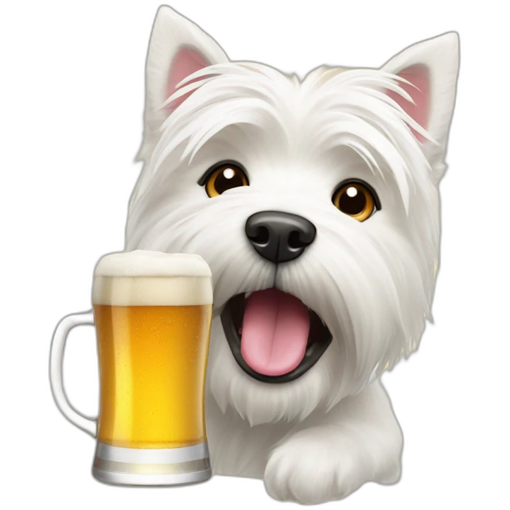 west highland white terrier with beer emoji