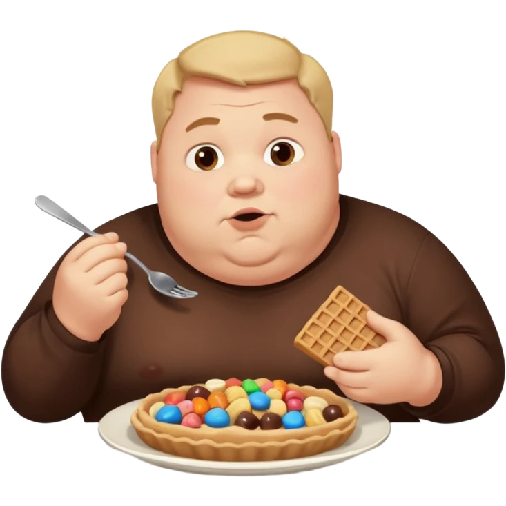 fatman who loves carbs and cholodae and candies emoji