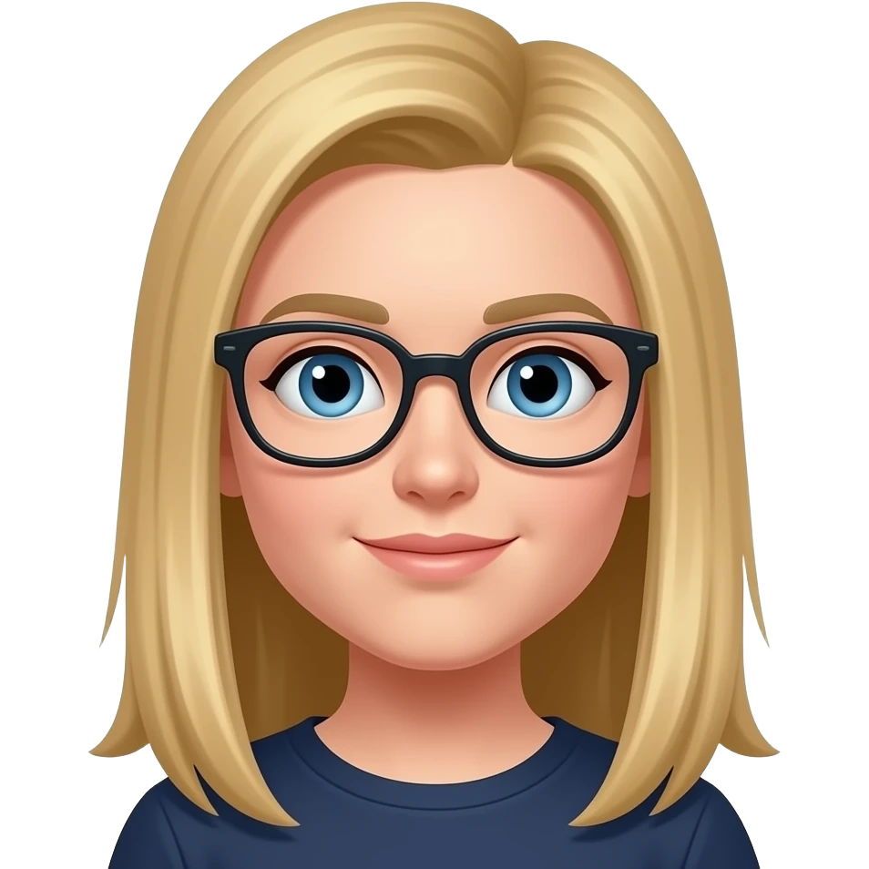 blue eyes straight blonde hair glasses emoji