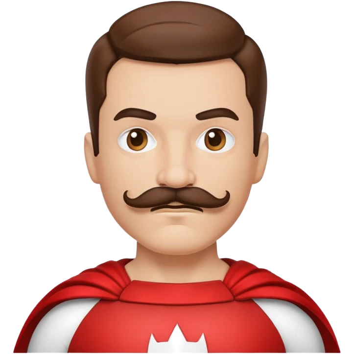 Superhero with a mustache wearing a white and red costume emoji